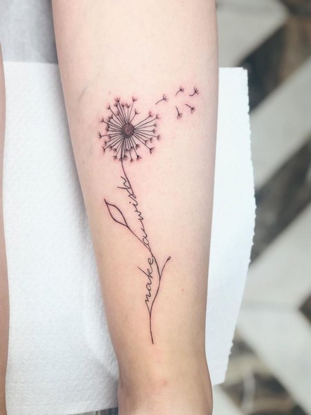 Minimalist Dandelion Tattoo