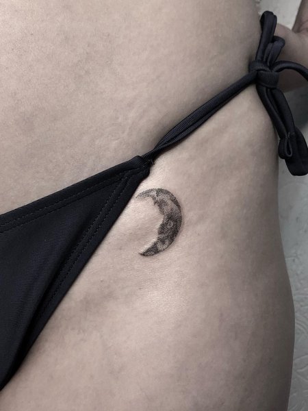 Moon Hip Tattoo