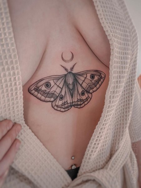 Moth Underboob Tattoos