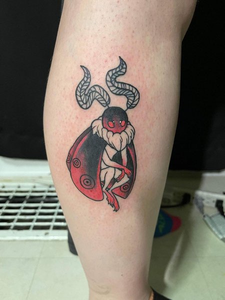 Mothman Tattoo On Leg