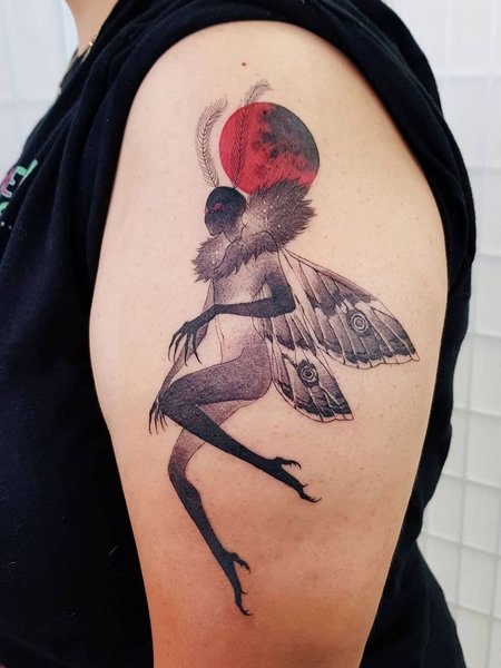 Mothman Tattoo On Shoulder