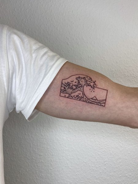 Mountain And Wave Tattoo