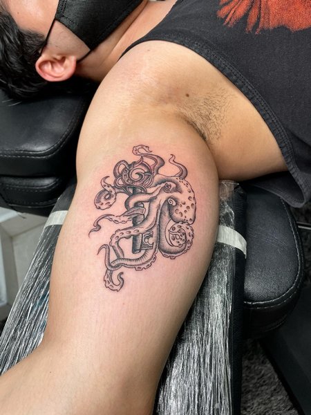 Octopus Tattoo On Biceps