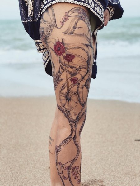 Octopus Tattoo On Leg