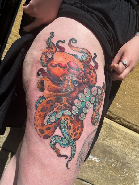 Octopus Tattoo On Thigh