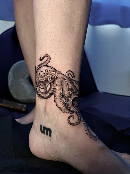 Octopus Tattoo On ankle