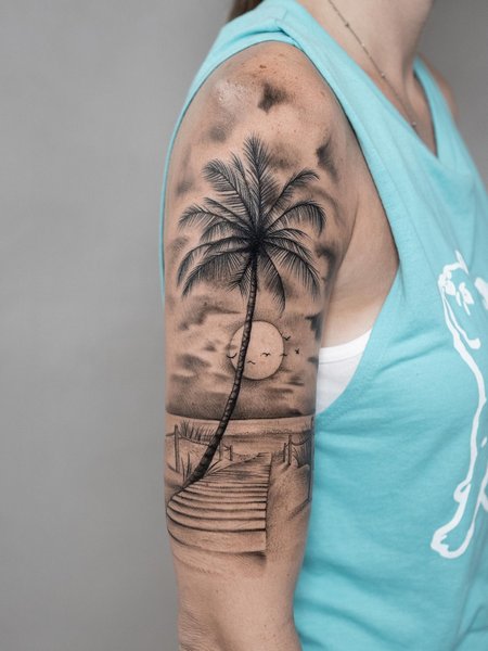 Palm Tree Tattoo On Shoulder