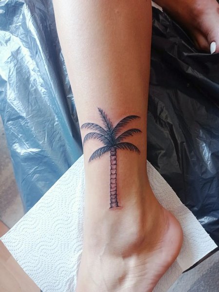 Palm Tree Tattoo On ankle
