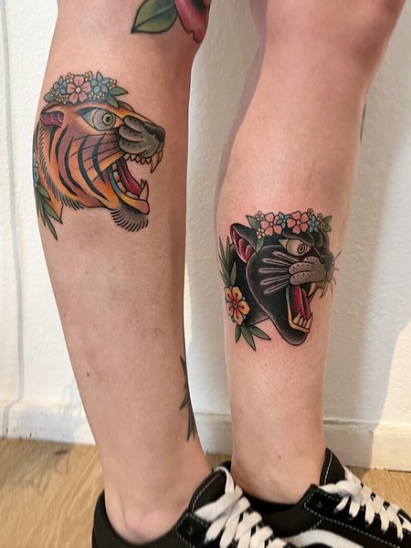 Panther Tattoo On Leg