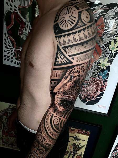 Polynesian Full Sleeve Tattoo