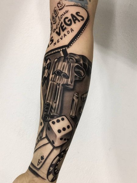 Realistic Gun Tattoo