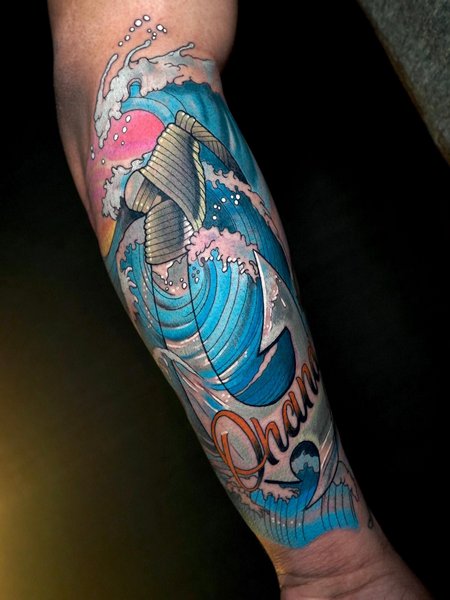 Realistic Wave Tattoo