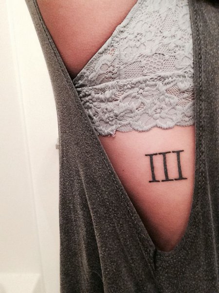 Roman Numeral 111 Tattoo