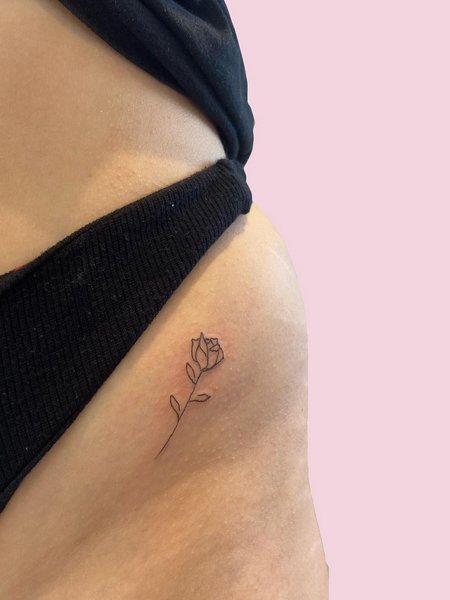 Rose On Hip Tattoo