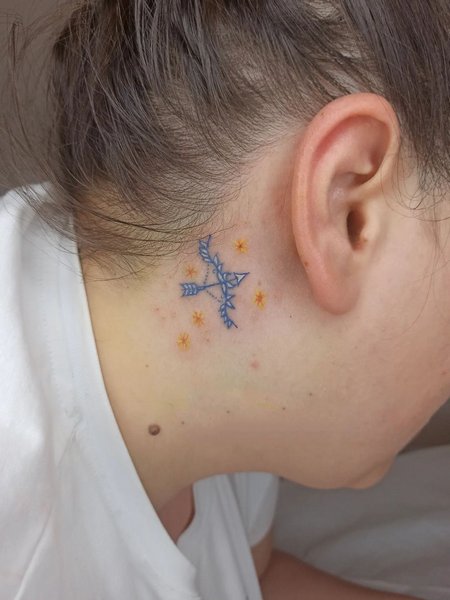 Sagittarius Tattoo On Neck