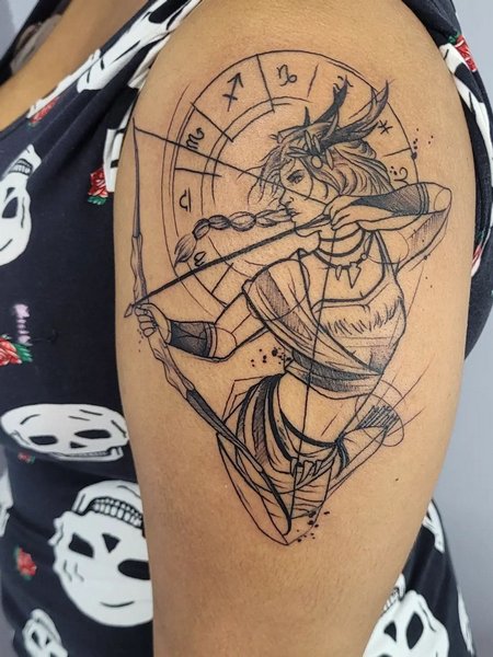 Sagittarius Tattoo On Shoulder