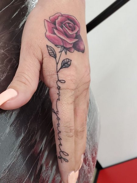 Self Love Tattoo On Finger