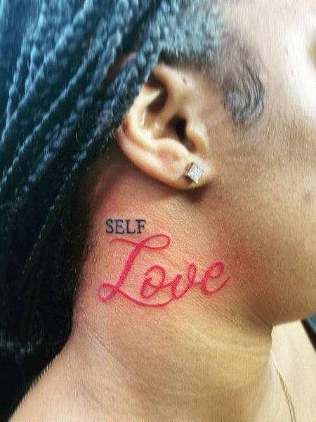 Self Love Tattoo On Neck