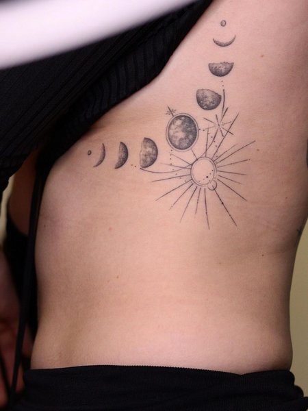 Side Boob Moon Tattoo
