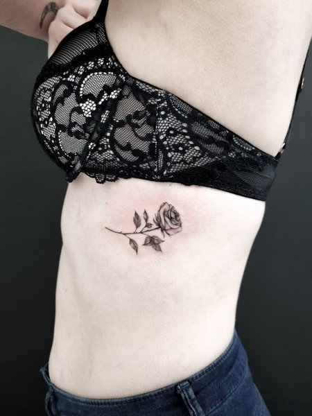 Side Boob Rose Tattoo