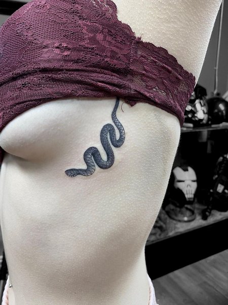 Side Boob Snake Tattoo