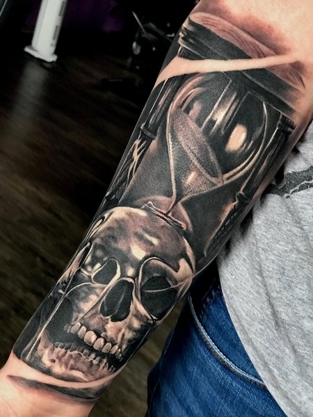 Skull Hourglass Tattoo