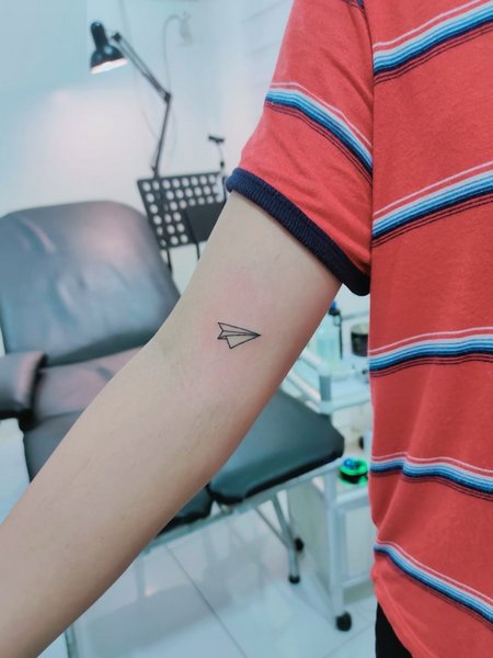 Small Paper Airplane Tattoo