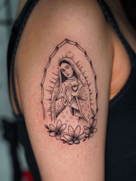 Small Virgin Mary Tattoo