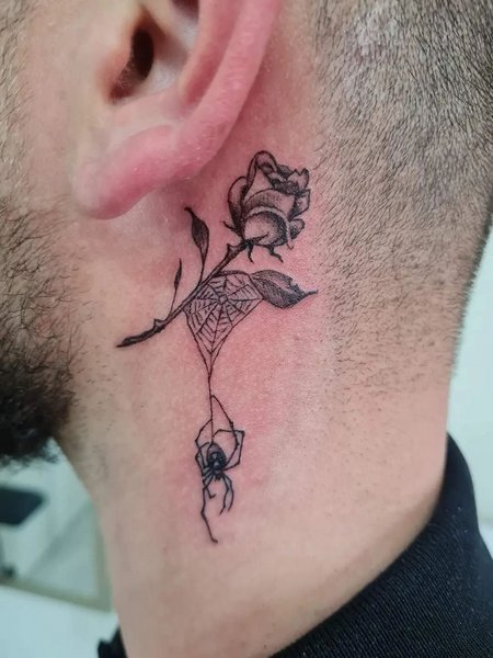 Spider And Rose Tattoo