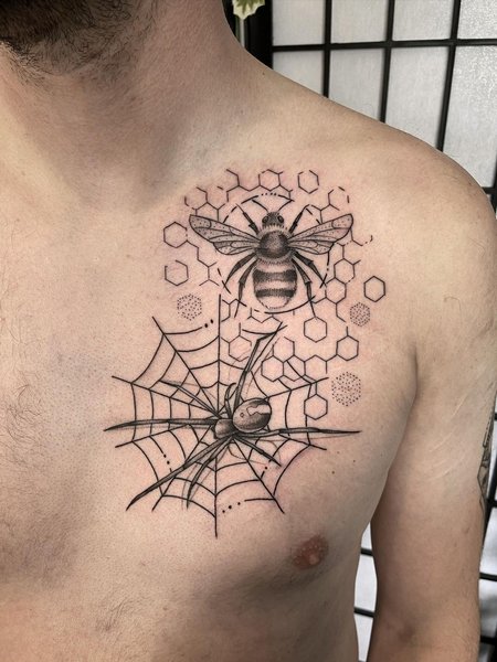 Spider Tattoo On Chest