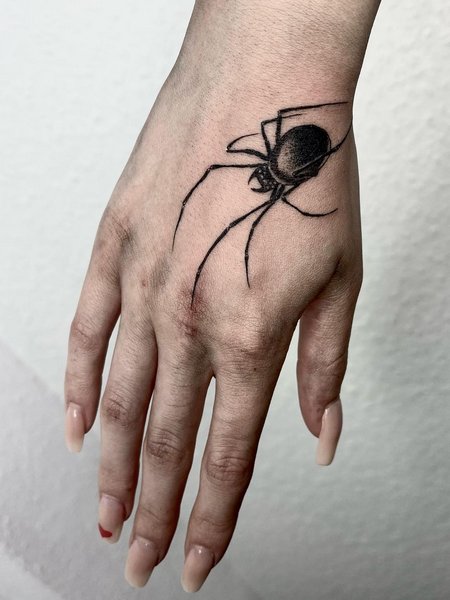 Spider Tattoo On Hand