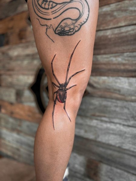 Spider Tattoo On Leg