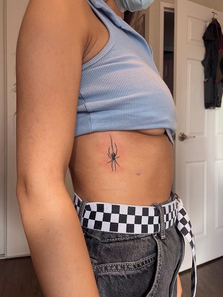 Spider Tattoo On Rib