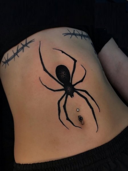 Spider Tattoo On Stomach