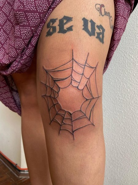 Spider Web Knee Tattoo