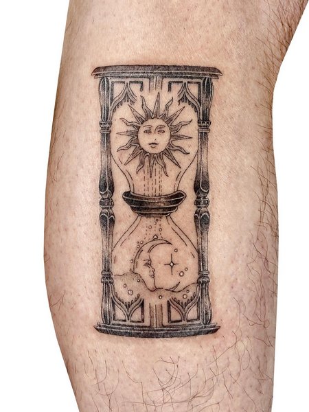 Sun And Moon Hourglass Tattoo