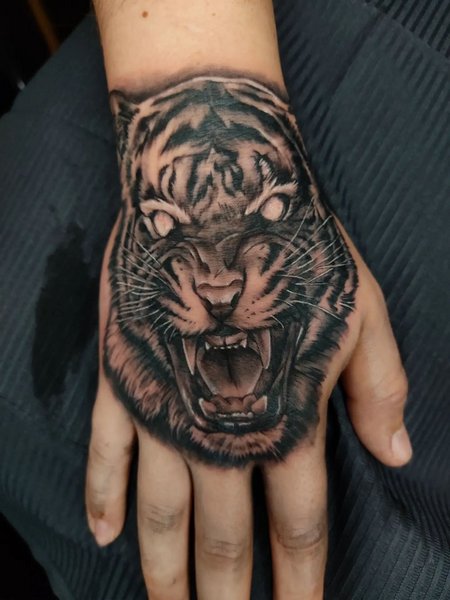 Tiger Tattoo On Hand