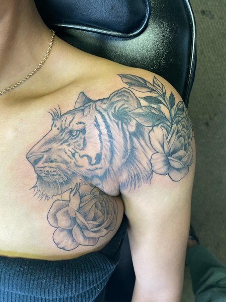Tiger Tattoo On Shoulder