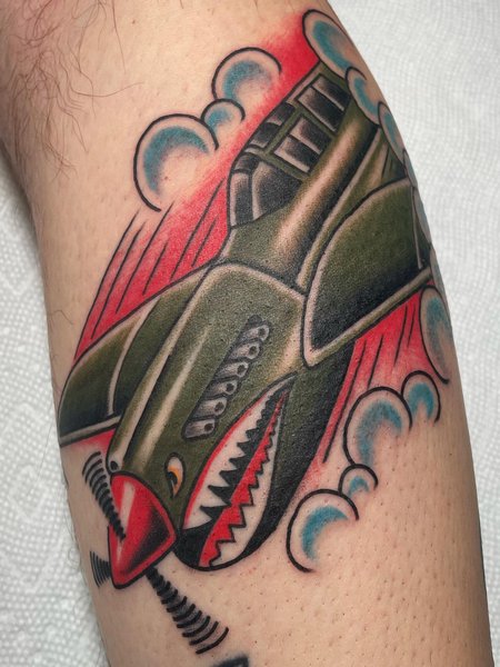 Traditional Airplane Tattoo