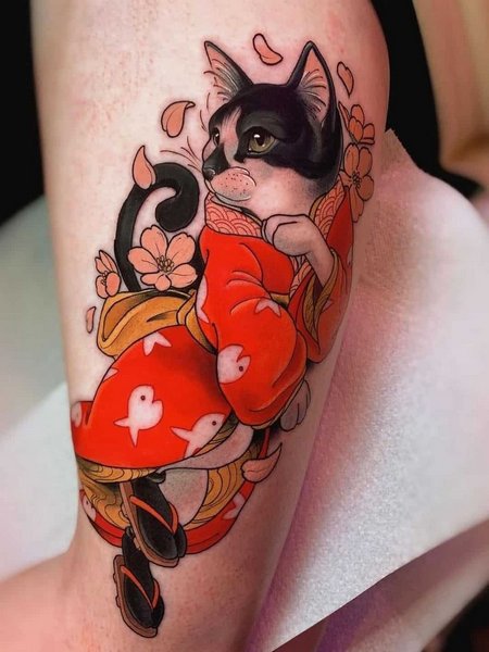 Traditional Cat Tattoo