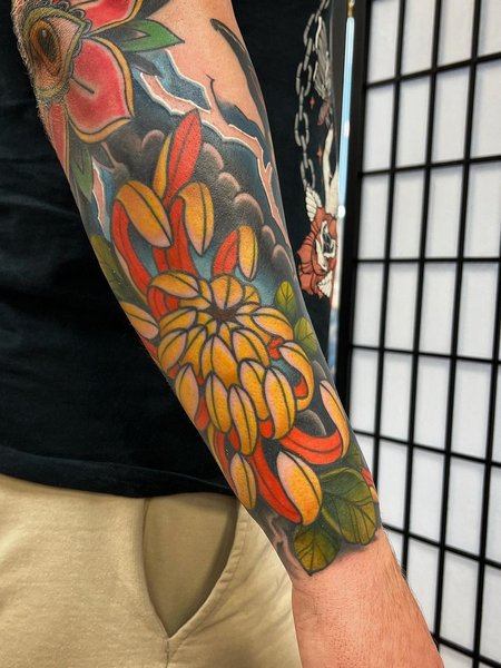 Traditional Chrysanthemum Tattoo