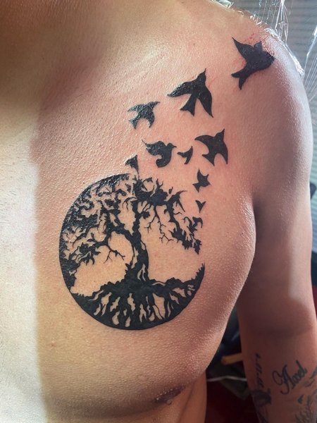 Tree Of Life Tattoo On Chest