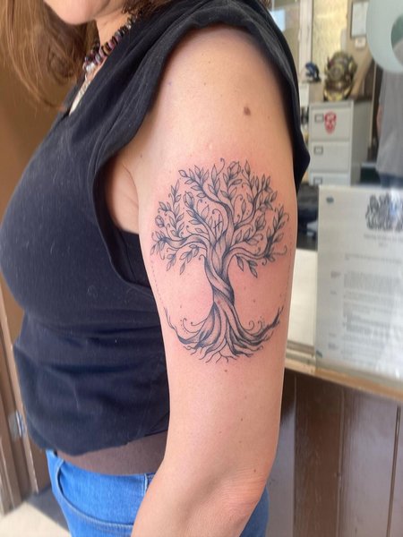 Tree Of Life Tattoo On Shoulder