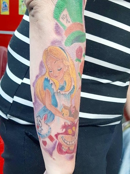 Trippy Alice In Wonderland Tattoo