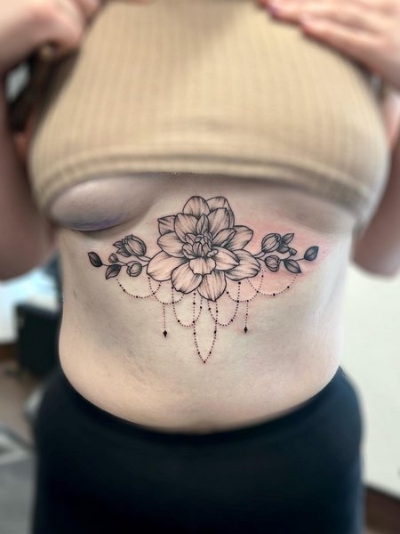 Underboob Flower Tattoos