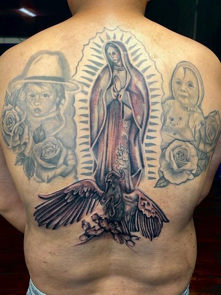 Virgen De Guadalupe Back Tattoo
