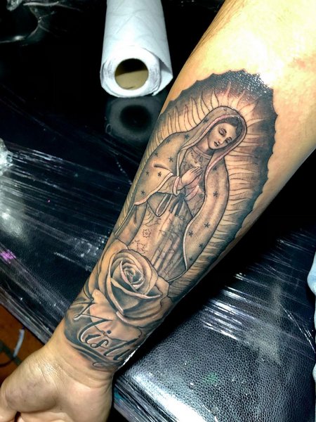 Virgen De Guadalupe Tattoo Black And Grey