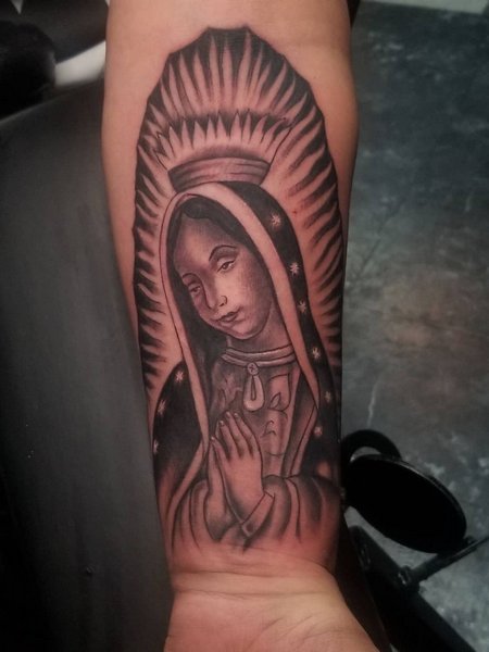 Virgen De Guadalupe Tattoo On Forearm