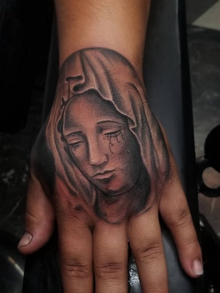 Virgen De Guadalupe Tattoo On Hand