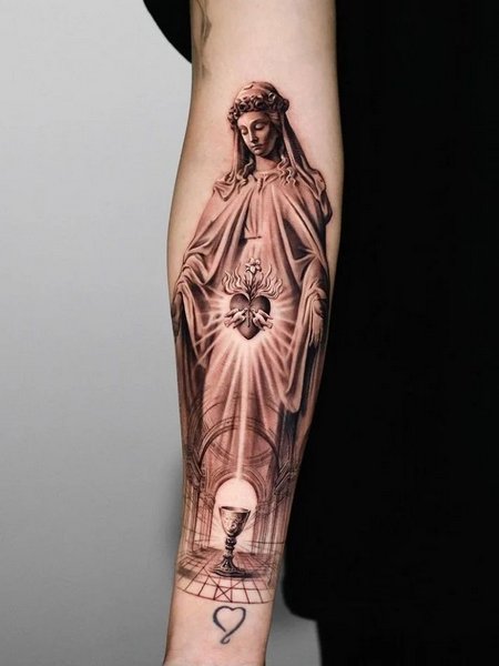 Virgin Mary Tattoo On Arm